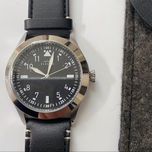 NWT! BLACK ELEVON HANSON GENUINE LEATHER WATCH